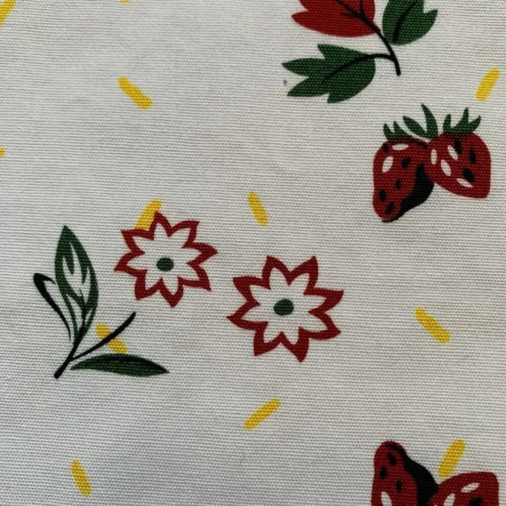 Vintage Placemats White Red Folk Art Rooster Strawberry Floral Print Cottage